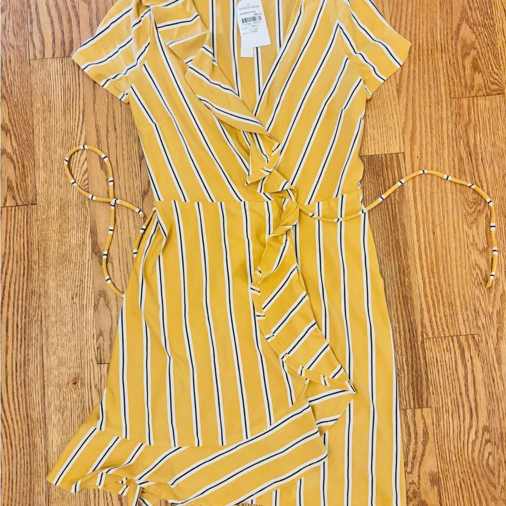 Speechless Yellow Striped Wrap Dress